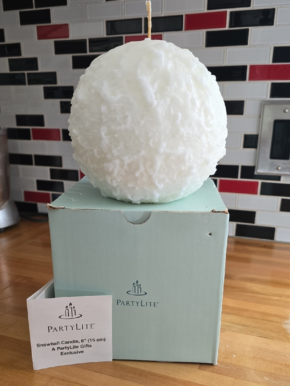 PartyLite 6" Snowball Candle New In Box. Smokefree House